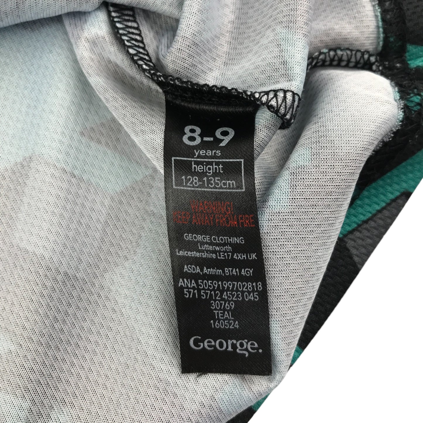 George t-shirt 8-9 years grey and turquoise sporty short sleeve Minecraft