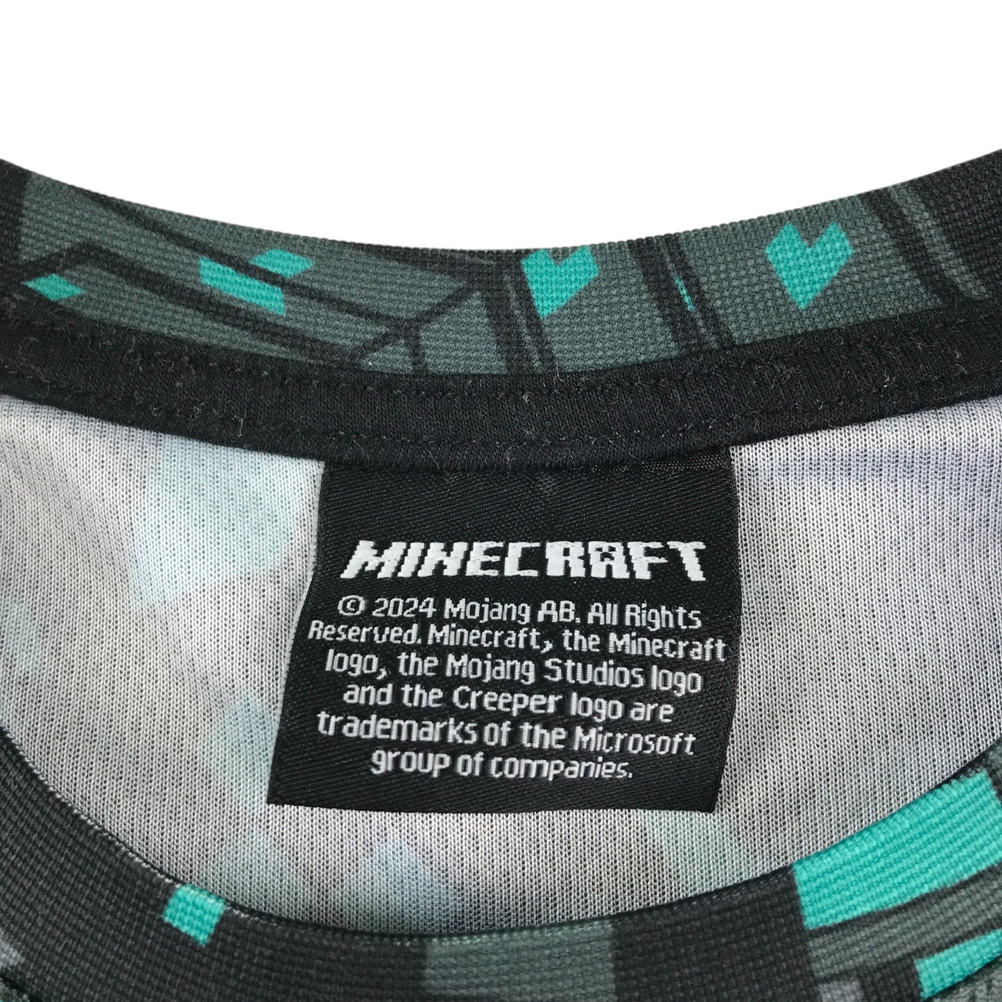 George t-shirt 8-9 years grey and turquoise sporty short sleeve Minecraft