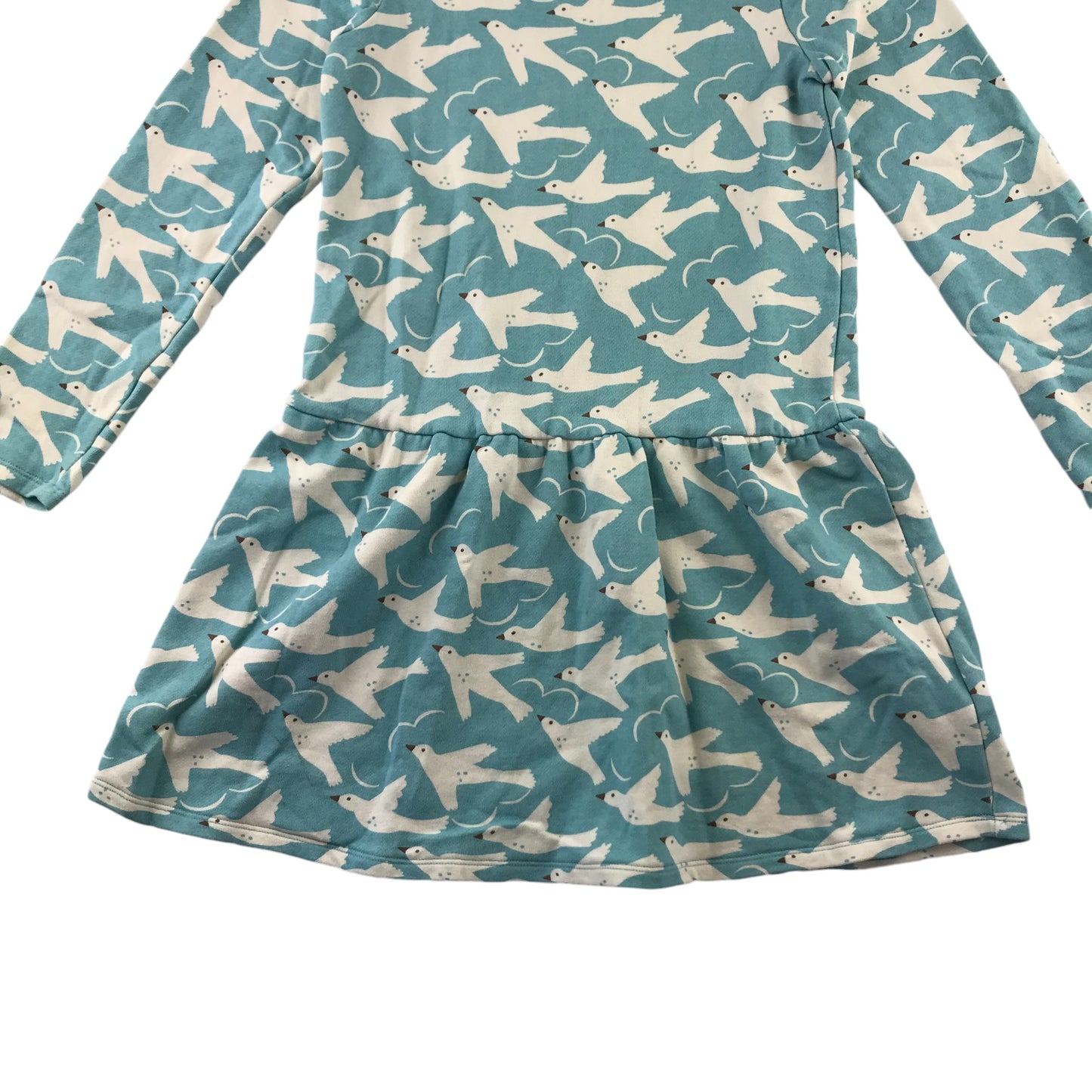 Mini Boden dress 11-12 years blue bird pattern long sleeve jersey