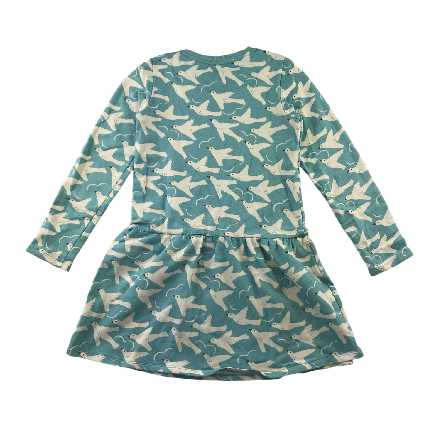 Mini Boden dress 11-12 years blue bird pattern long sleeve jersey