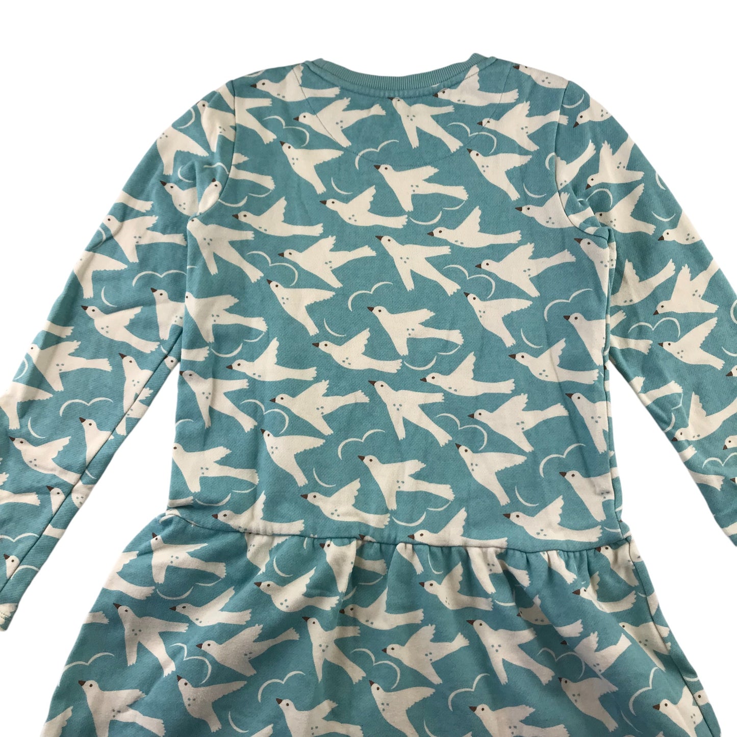 Mini Boden dress 11-12 years blue bird pattern long sleeve jersey