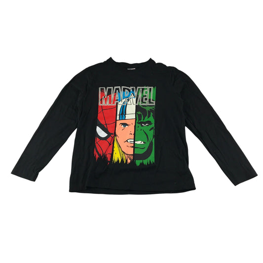 Primark t-shirt 9-10 years black Marvel superheroes long sleeve cotton