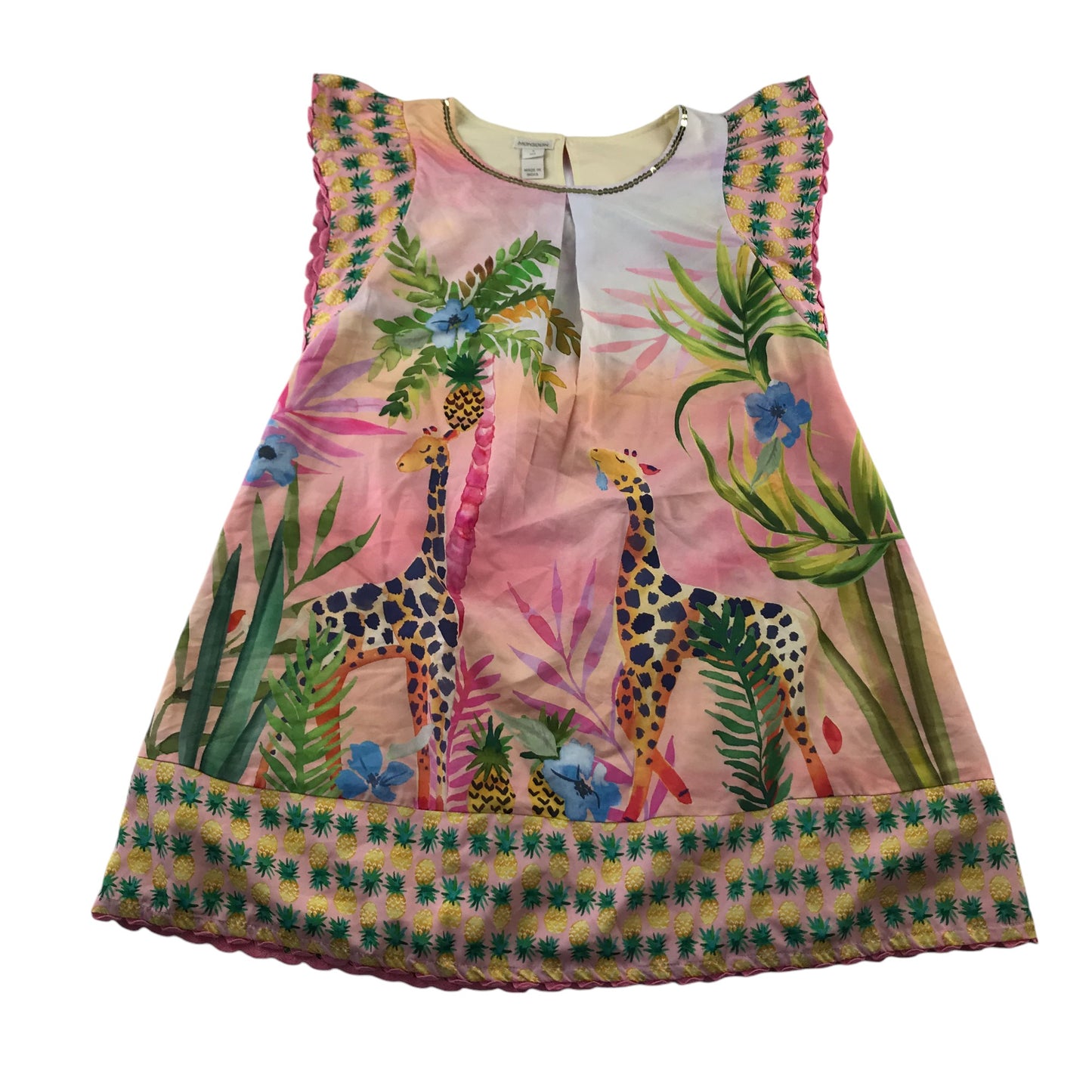 Monsoon dress 8-9 years pink sequin giraffe sleeveless