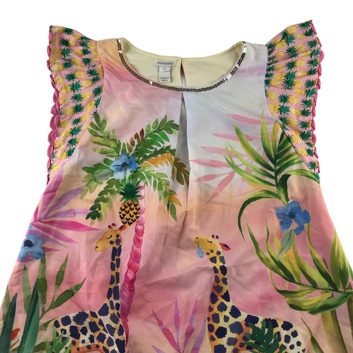 Monsoon dress 8-9 years pink sequin giraffe sleeveless