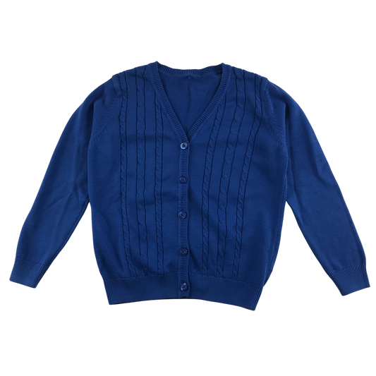 Royal blue cable knit school cardigan