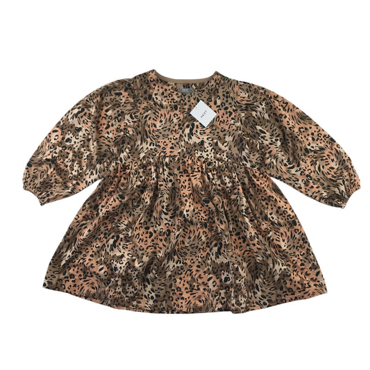 Next dress 5-6 years brown leopard spot pattern long sleeve jersey cotton