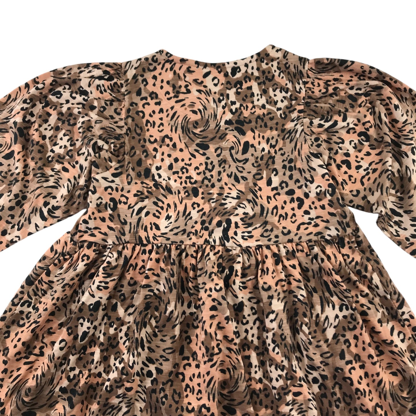 Next dress 5-6 years brown leopard spot pattern long sleeve jersey cotton