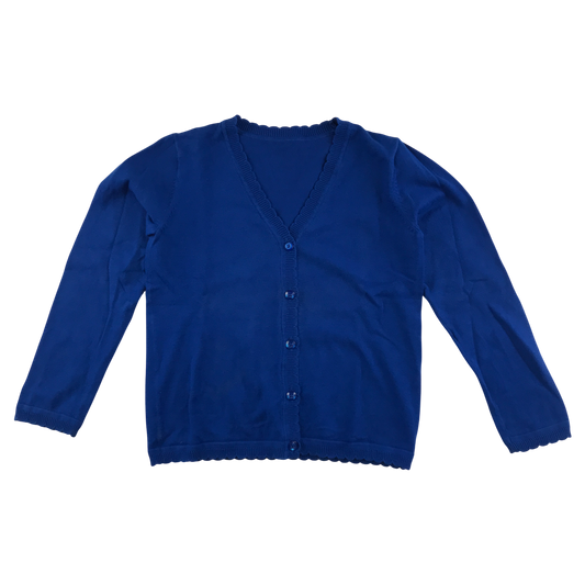 Royal blue scallop neck school cardigan