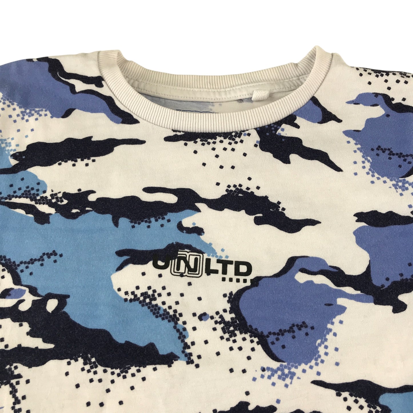 Next t-shirt 10-11 years blue and white graphic pattern short sleeve cotton
