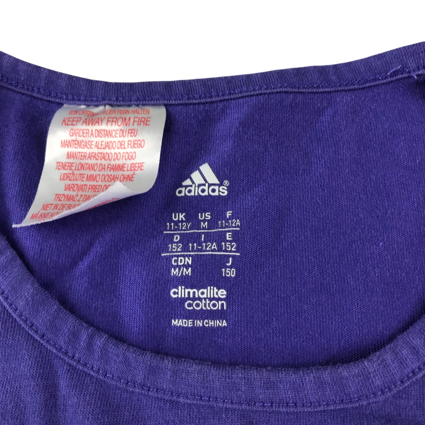 Adidas t-shirt 11-12 years purple short sleeve with logo