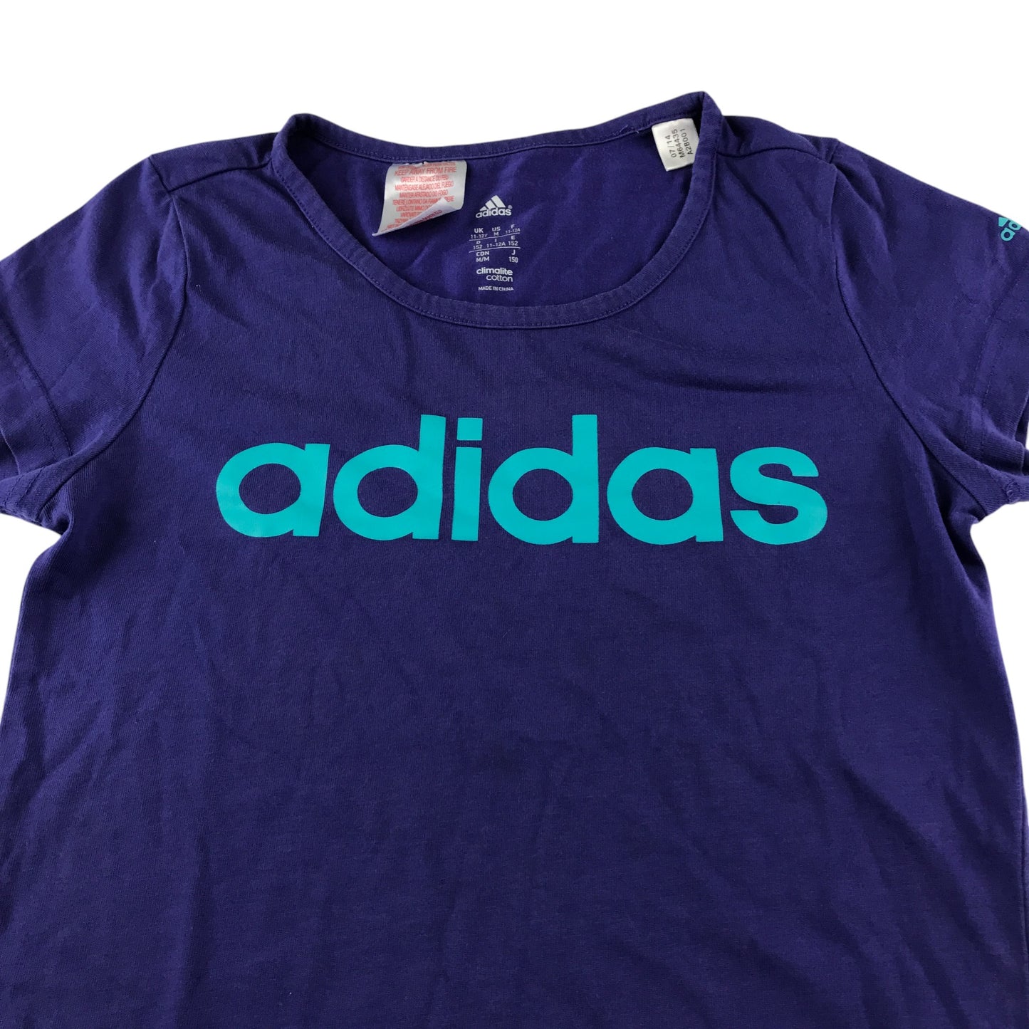 Adidas t-shirt 11-12 years purple short sleeve with logo