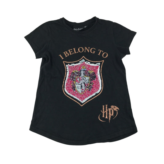 Primark t-shirt 11-12 years black Harry Potter flip sequin Gryffindor and Slytherin cotton