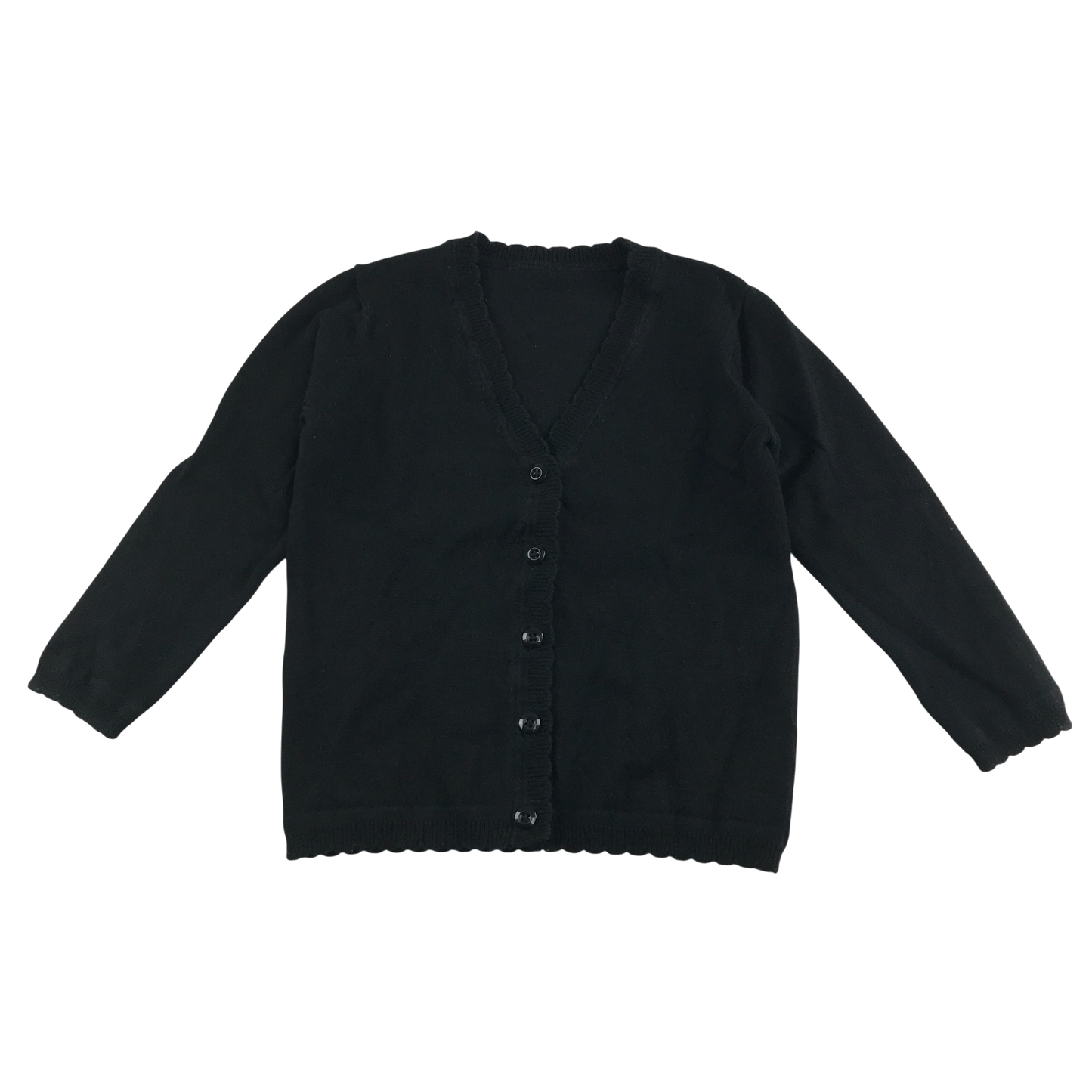 Black scallop neck school cardigan