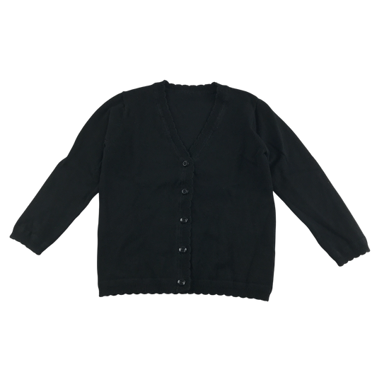 Black scallop neck school cardigan