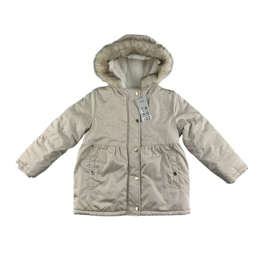 George jacket 5-6 years light cream starry hooded faux fur