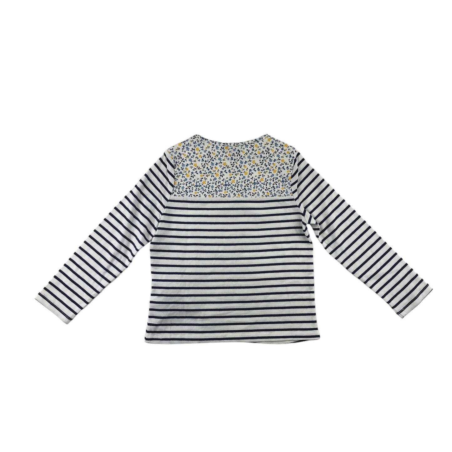 Sergent Major t-shirt 4-5 years white and navy stripy and floral pattern cotton