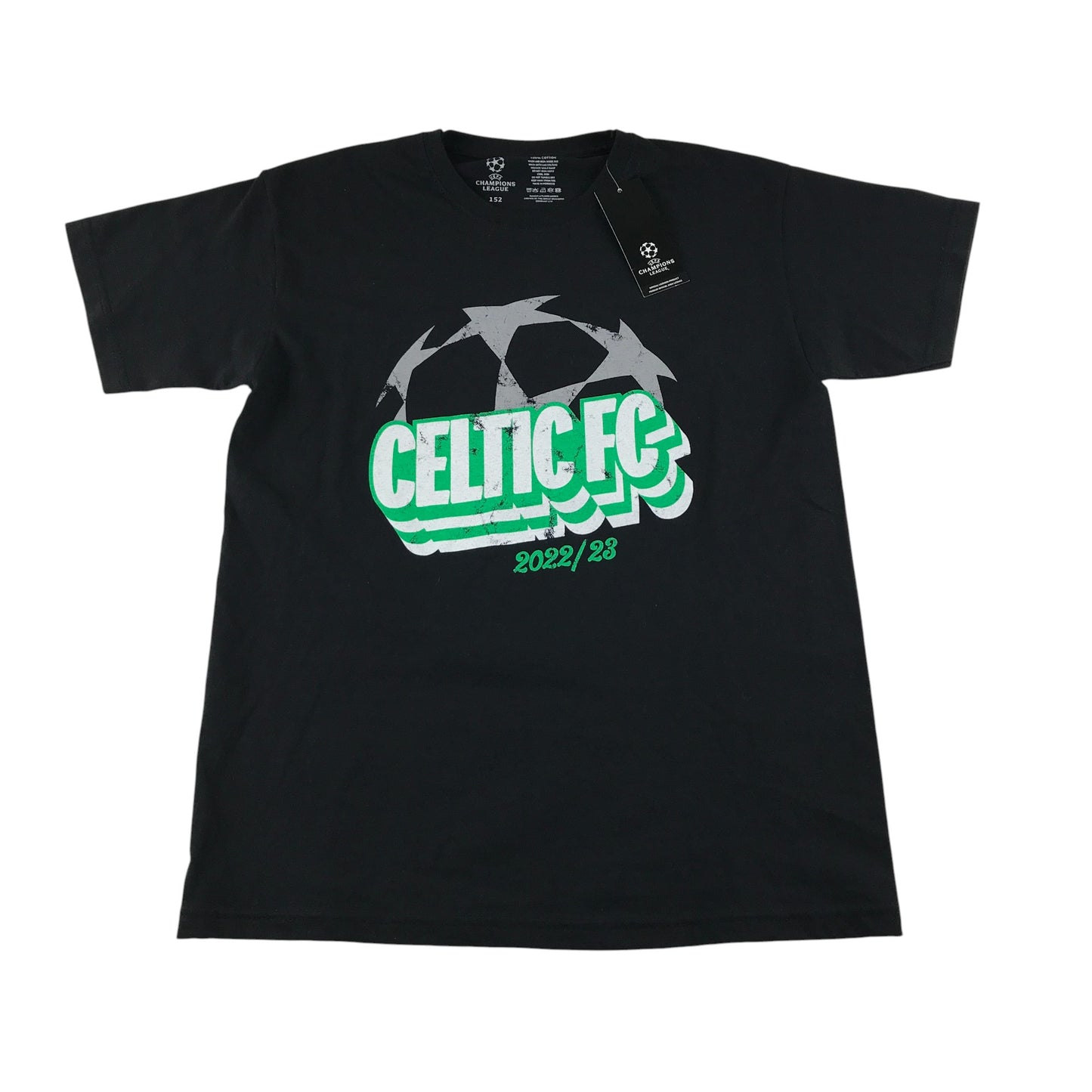 Celtic FC t-shirt 11-12 years black Champions League 2022-23 logo cotton