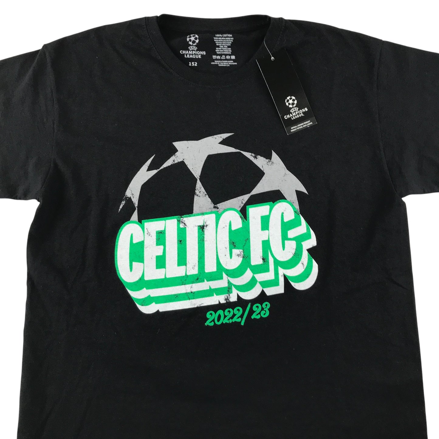 Celtic FC t-shirt 11-12 years black Champions League 2022-23 logo cotton