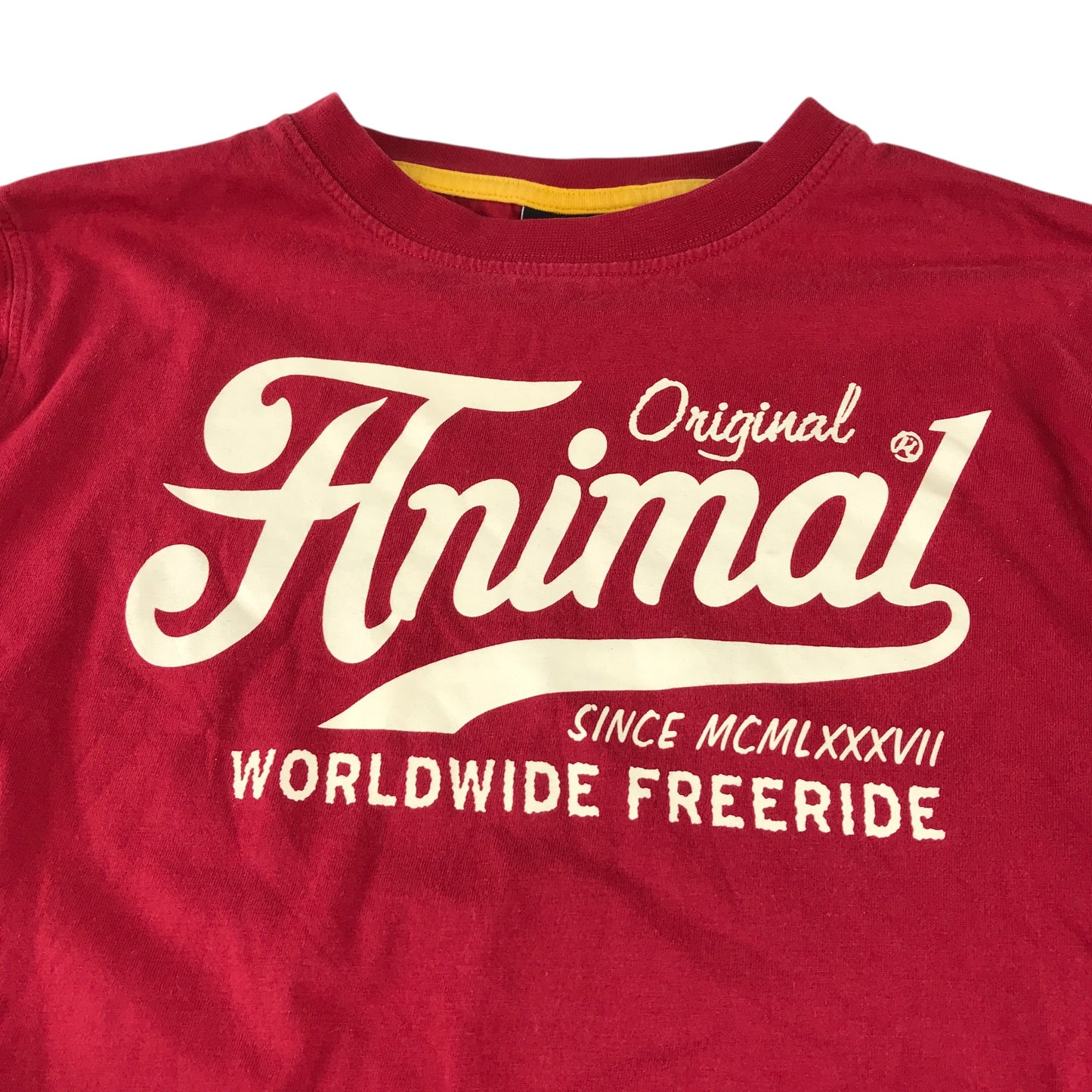 Animal t-shirt 13-14 years red long sleeve print cotton