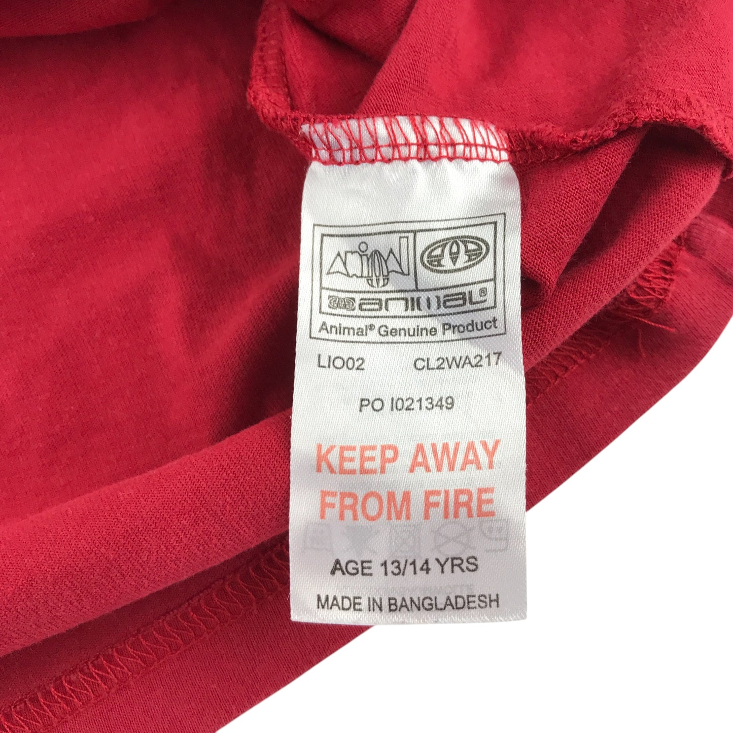Animal t-shirt 13-14 years red long sleeve print cotton