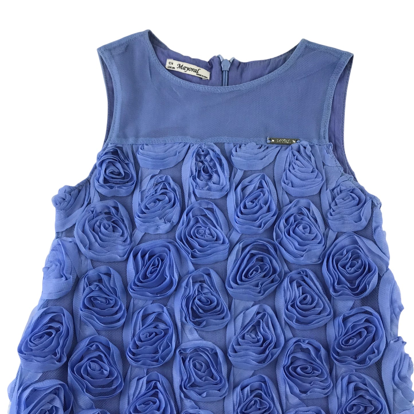 Mayoral 2-piece dress 5-6 years blue A-line floral detailed with a bolero