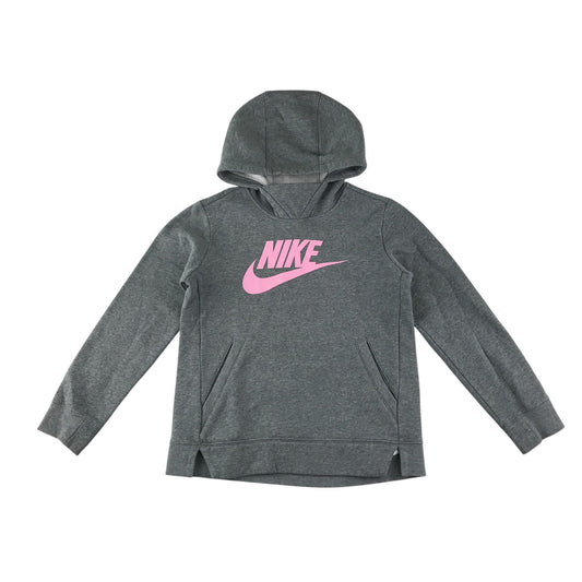 Nike hoodie 9-11 years grey pullover with pink logo