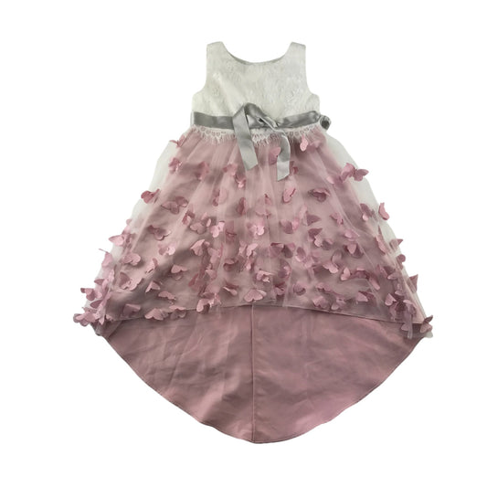 Monsoon dress 5-6 years white and pink butterfly details uneven hem