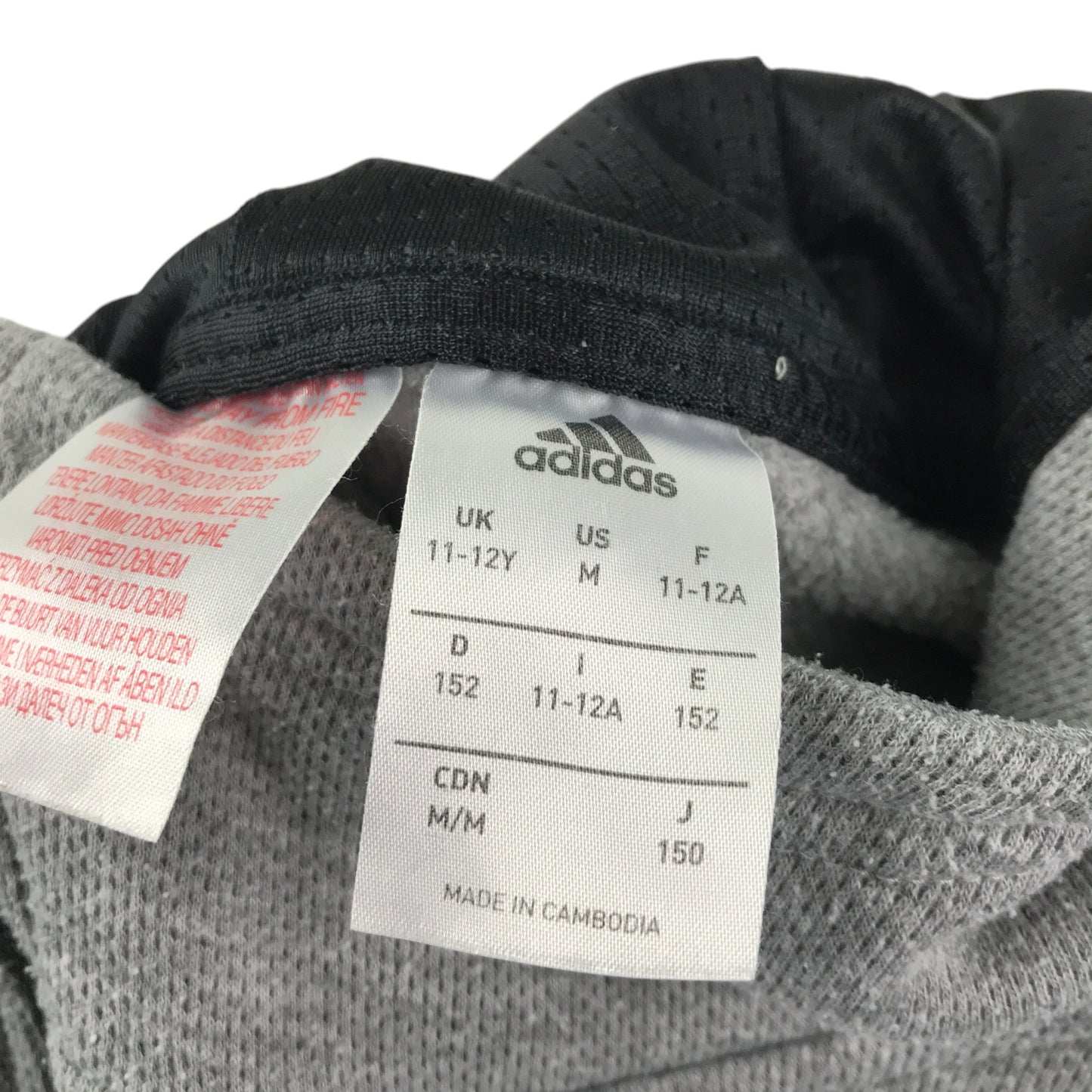 Adidas hoodie 11-12 years grey plain with full zipper