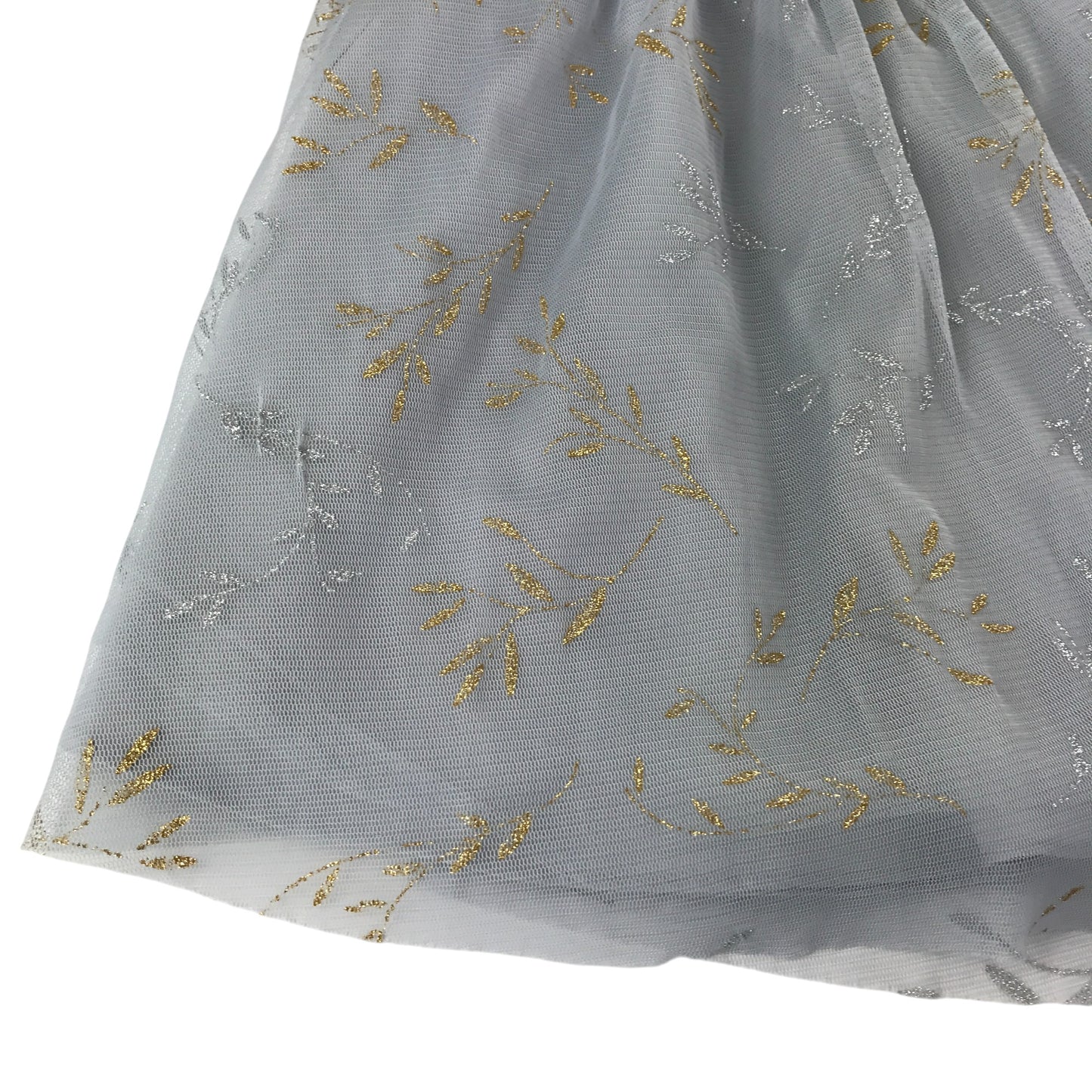 Wild & Gorgeous skirt 12-13 years grey tulle layered golden and silver sparkly leaves