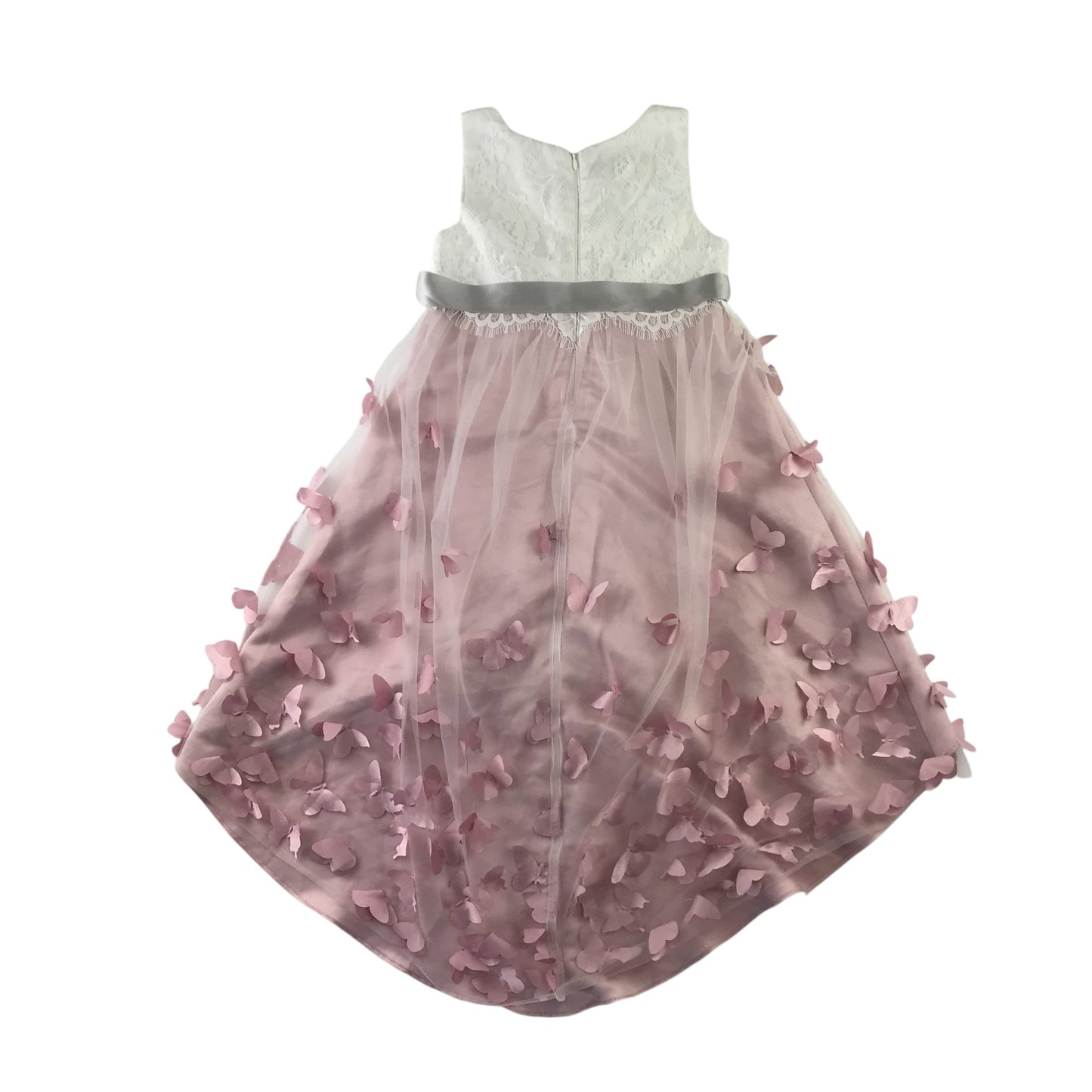 Monsoon dress 5-6 years white and pink butterfly details uneven hem