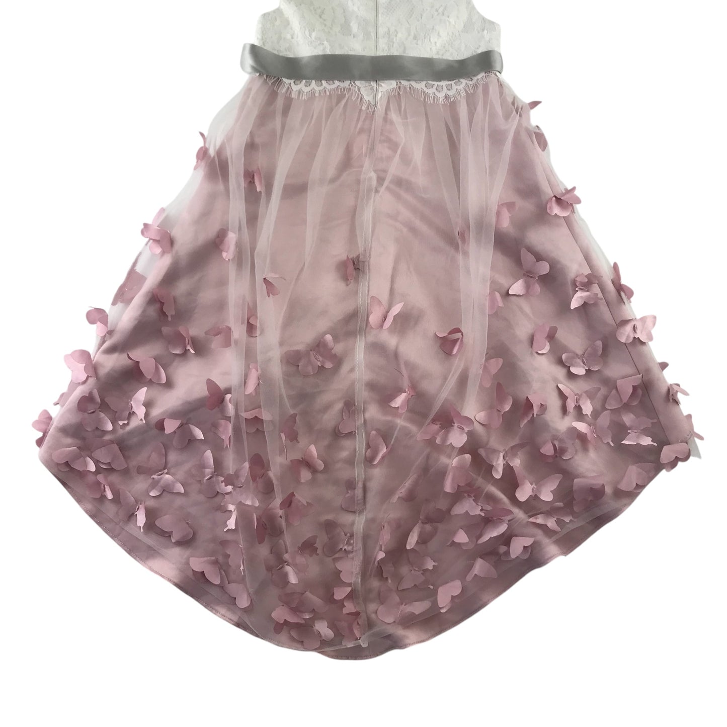 Monsoon dress 5-6 years white and pink butterfly details uneven hem