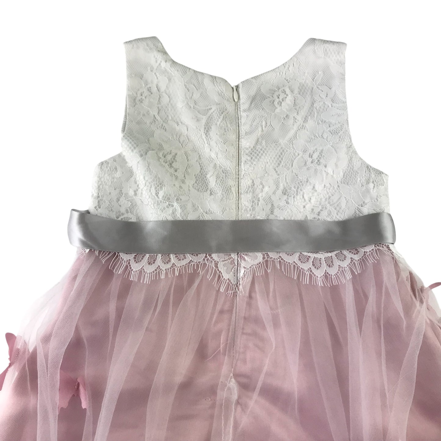 Monsoon dress 5-6 years white and pink butterfly details uneven hem