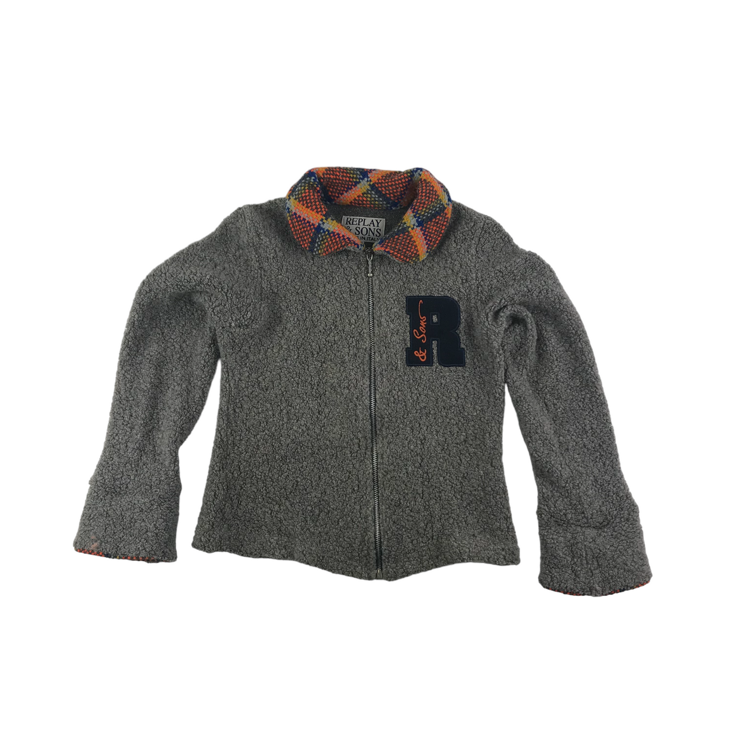 Replay & Son Fleece Age 7-9 Grey Check Collar