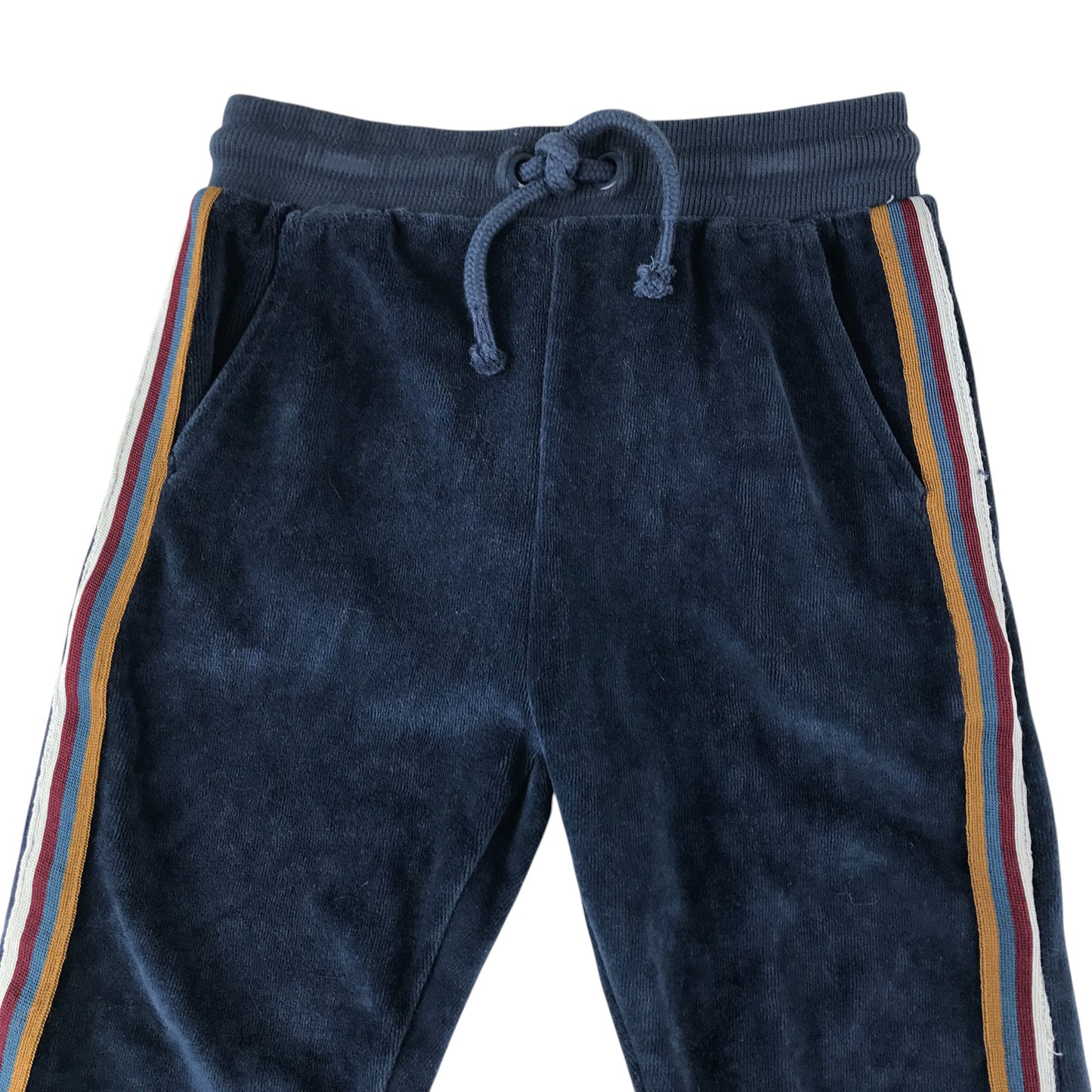George joggers 5-6 years navy velvety material multicolour side stripes detail