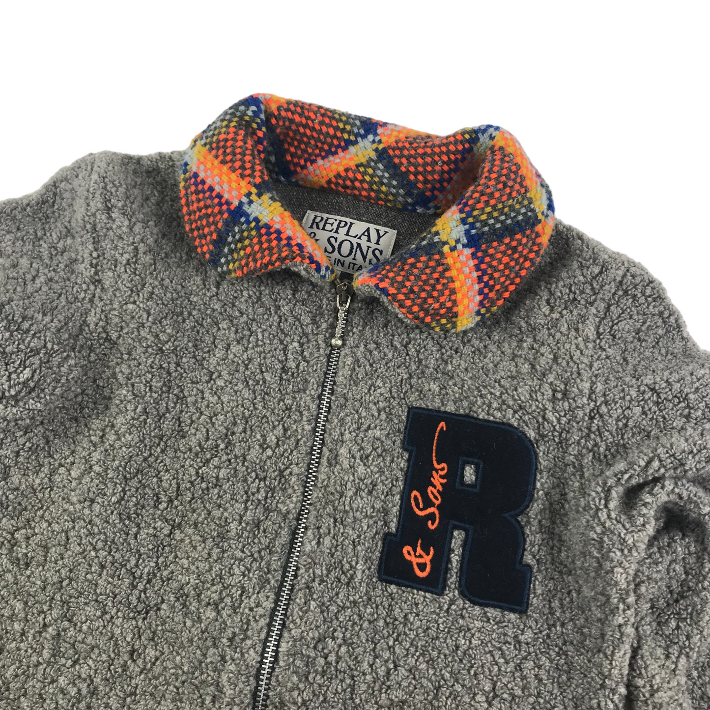 Replay & Son Fleece Age 7-9 Grey Check Collar