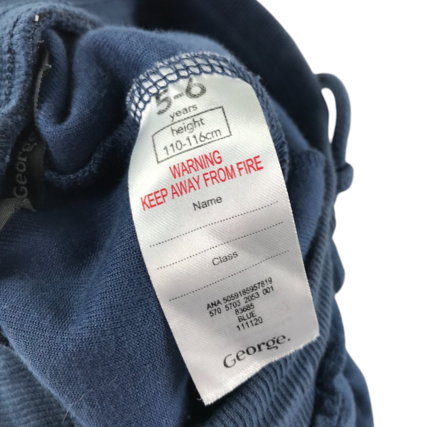 George joggers 5-6 years navy velvety material multicolour side stripes detail