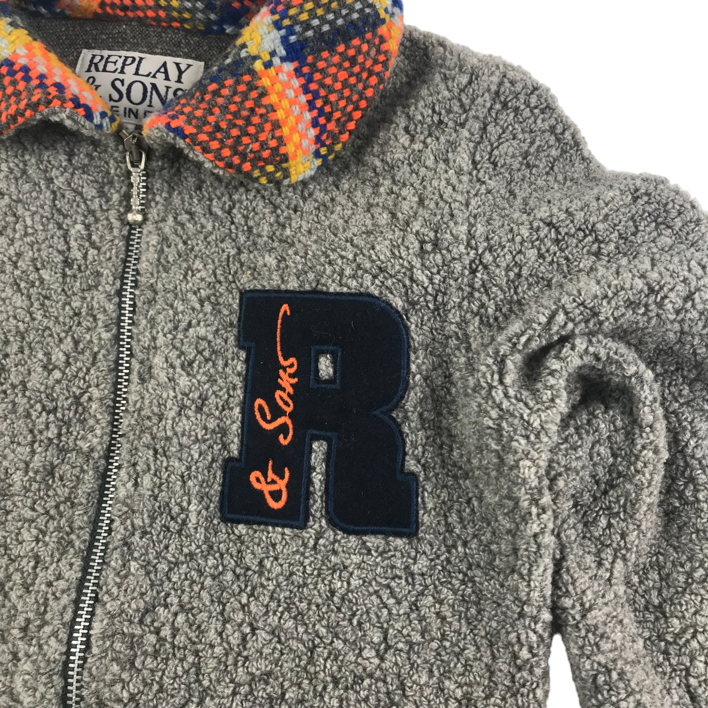 Replay & Son Fleece Age 7-9 Grey Check Collar