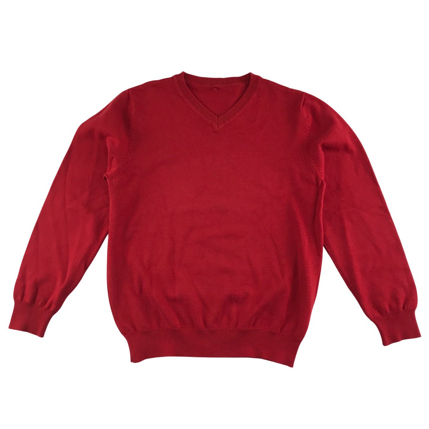 Red v-neck school jumper