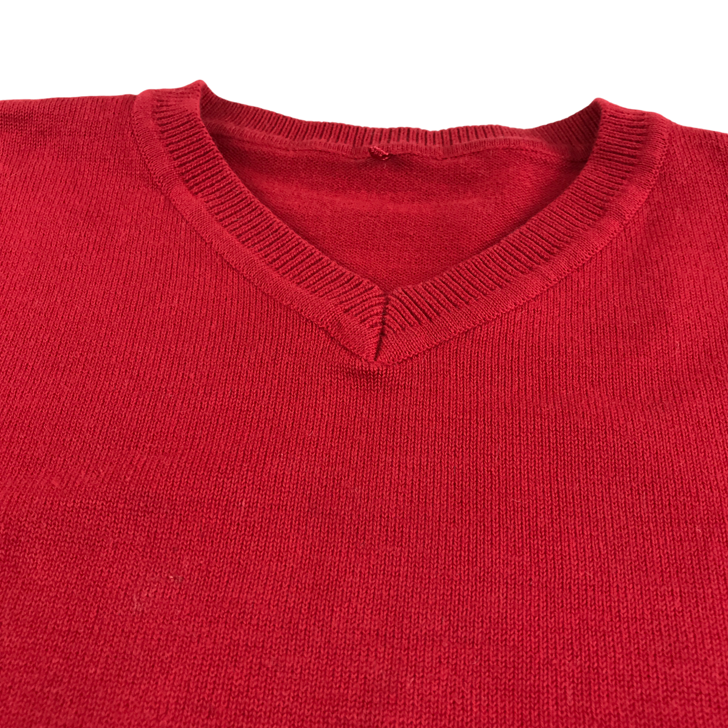 Red v-neck school jumper