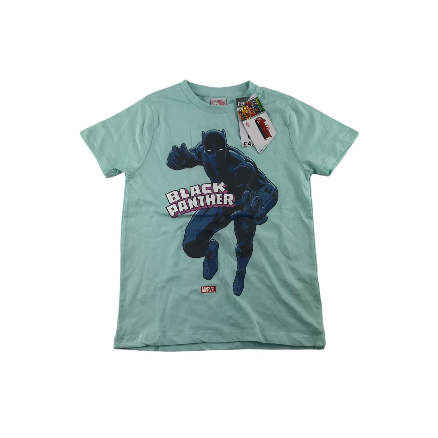PEP&Co T-Shirt Age 7 Light Blue Short Sleeve Black Panther Graphic