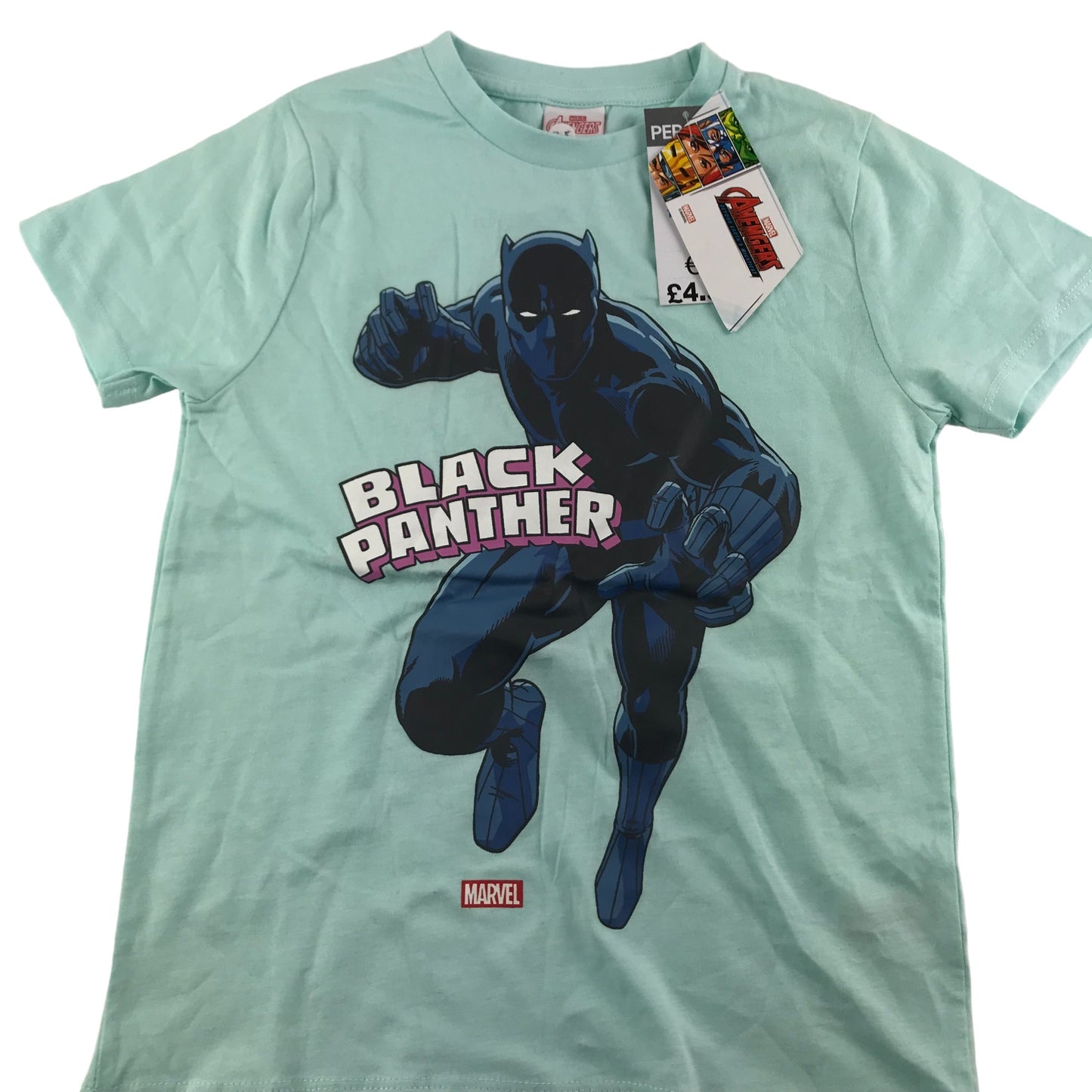 PEP&Co T-Shirt Age 7 Light Blue Short Sleeve Black Panther Graphic