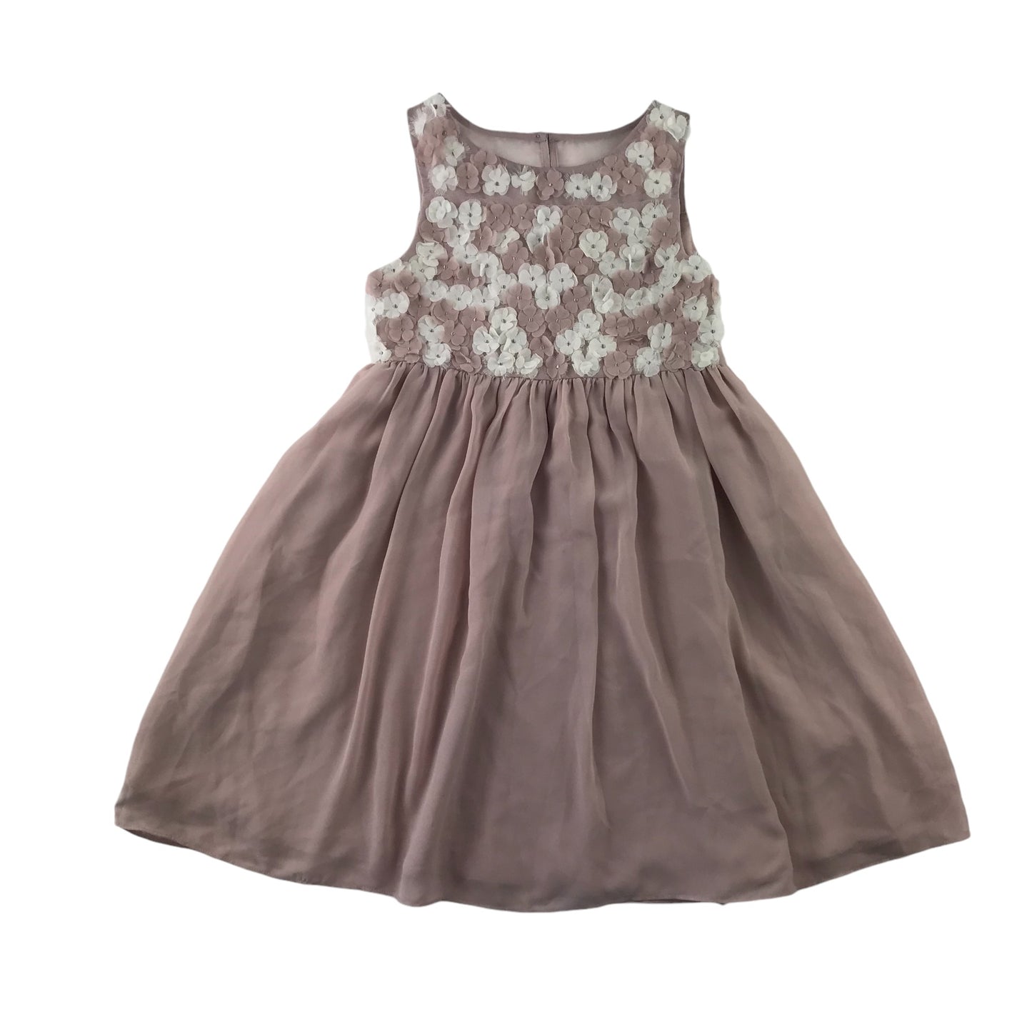 M&S dress 6-7 years dusty pink with floral detailing on the top