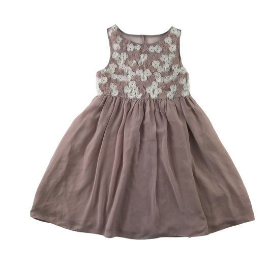 M&S dress 6-7 years dusty pink with floral detailing on the top