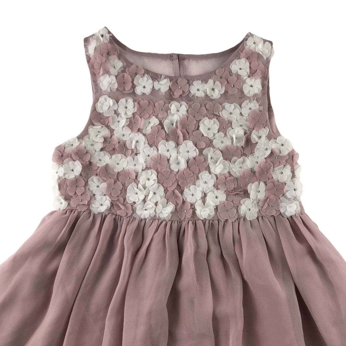 M&S dress 6-7 years dusty pink with floral detailing on the top