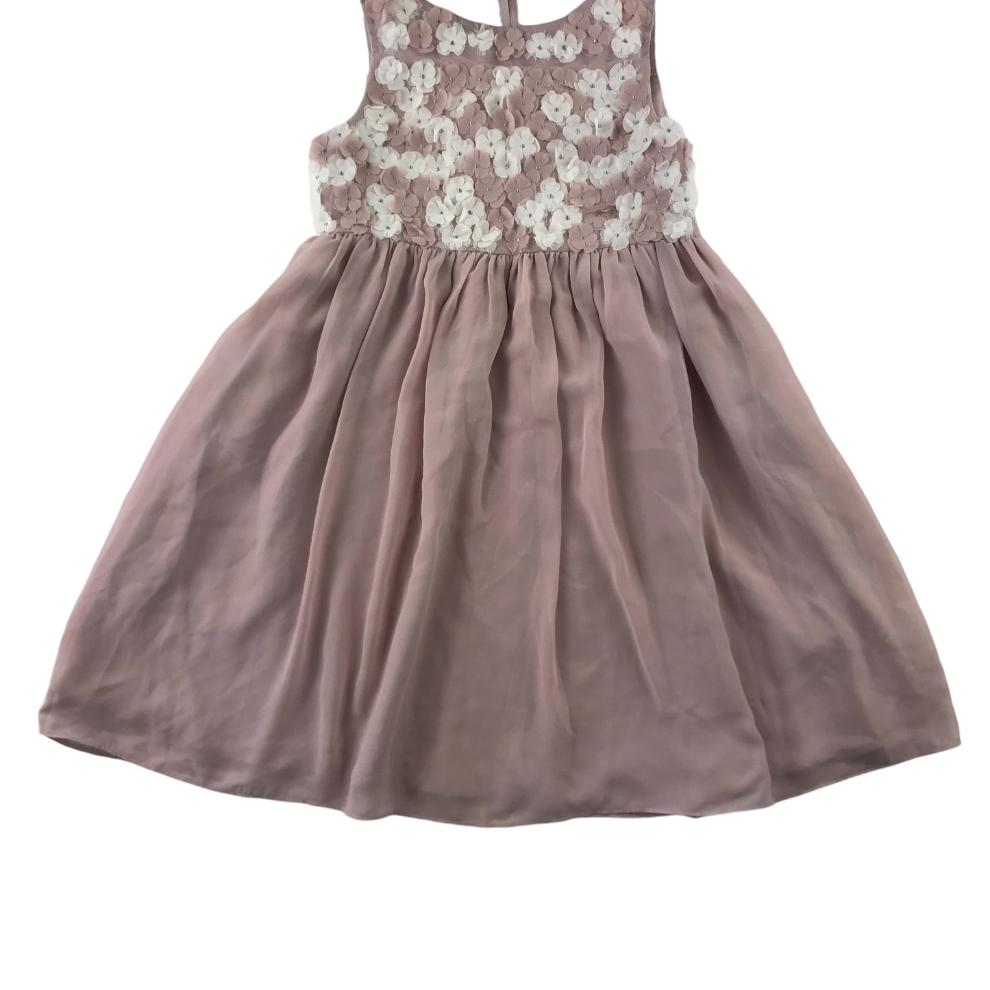 M&S dress 6-7 years dusty pink with floral detailing on the top