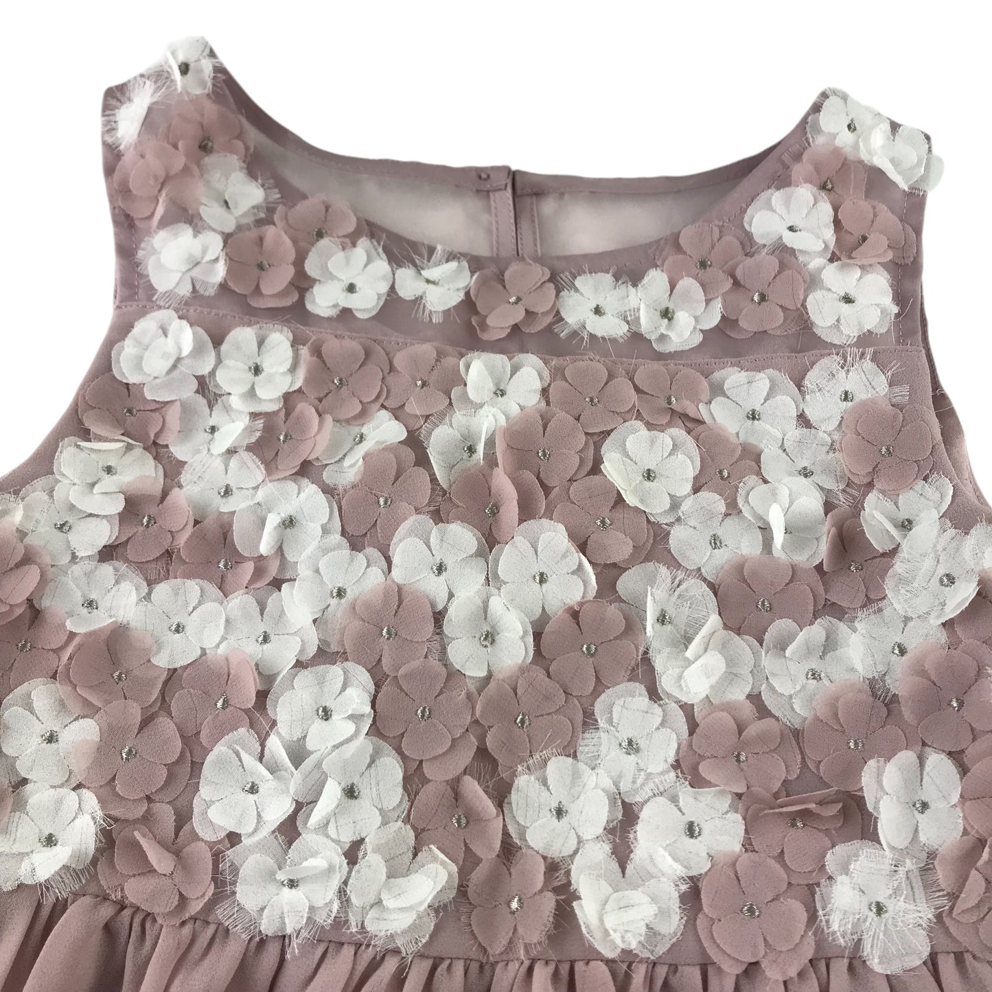 M&S dress 6-7 years dusty pink with floral detailing on the top