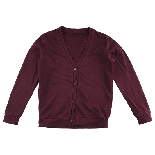 Burgundy jersey school cardigan