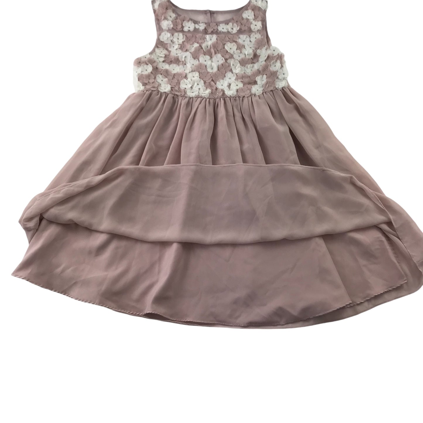 M&S dress 6-7 years dusty pink with floral detailing on the top