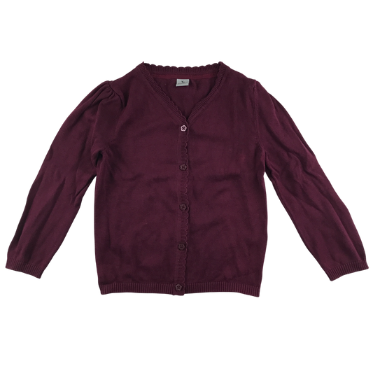 Burgundy scallop neck school cardigan