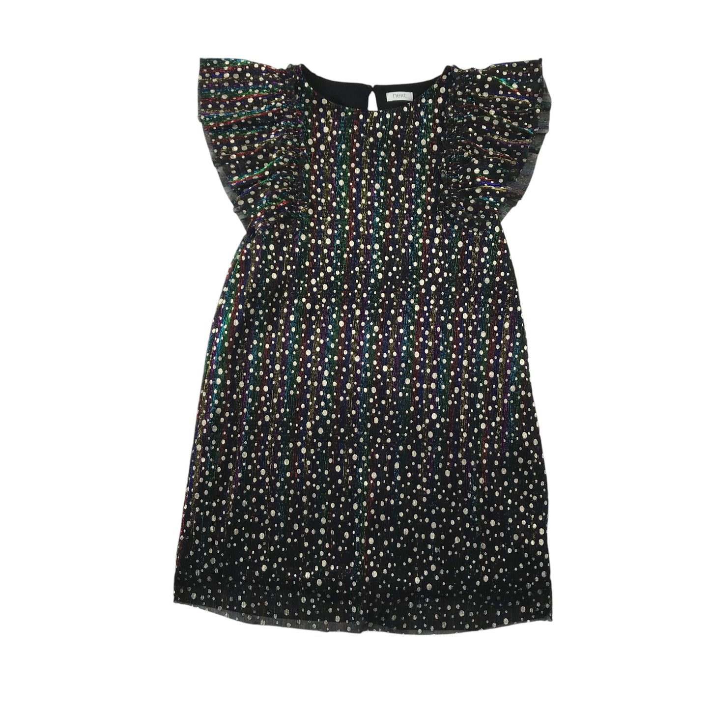 Next dress 7-8 years black and multicolour sparkly A-line chemise